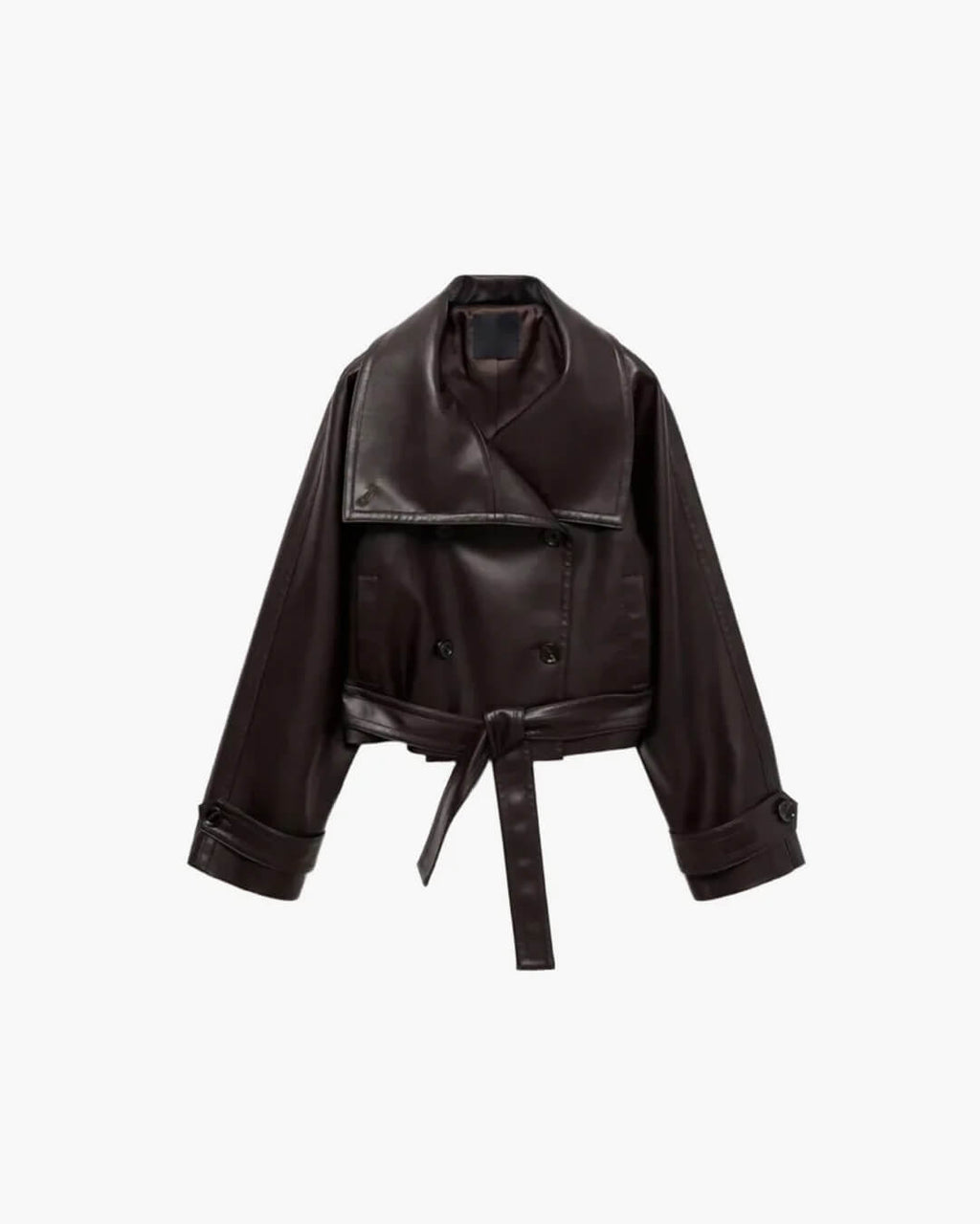 Nina Women's Double-Breasted Leather Jacket - Structured Fall Outerwear