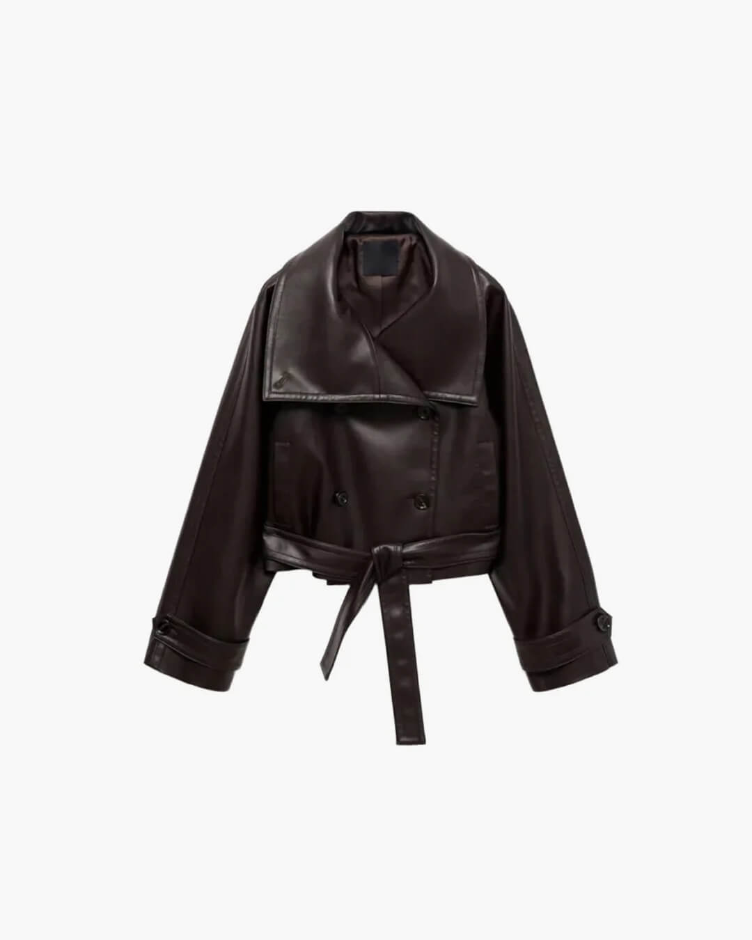 Nina Women's Double-Breasted Leather Jacket - Structured Fall Outerwear