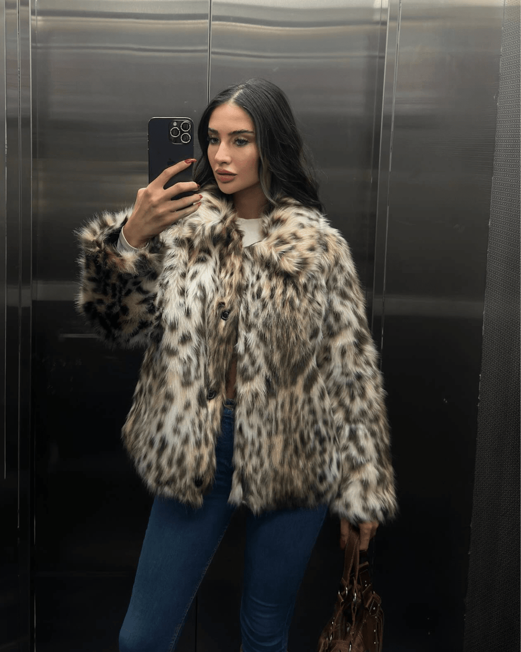 Nora Leopard Faux Fur Coat - Women's Fall and Winter Outerwear - Image 5