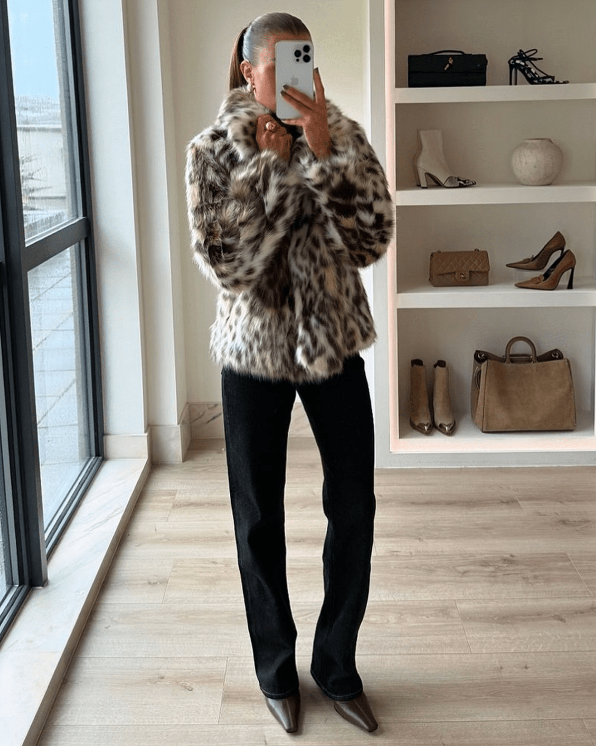 Nora Leopard Faux Fur Coat - Women's Fall and Winter Outerwear - Image 3