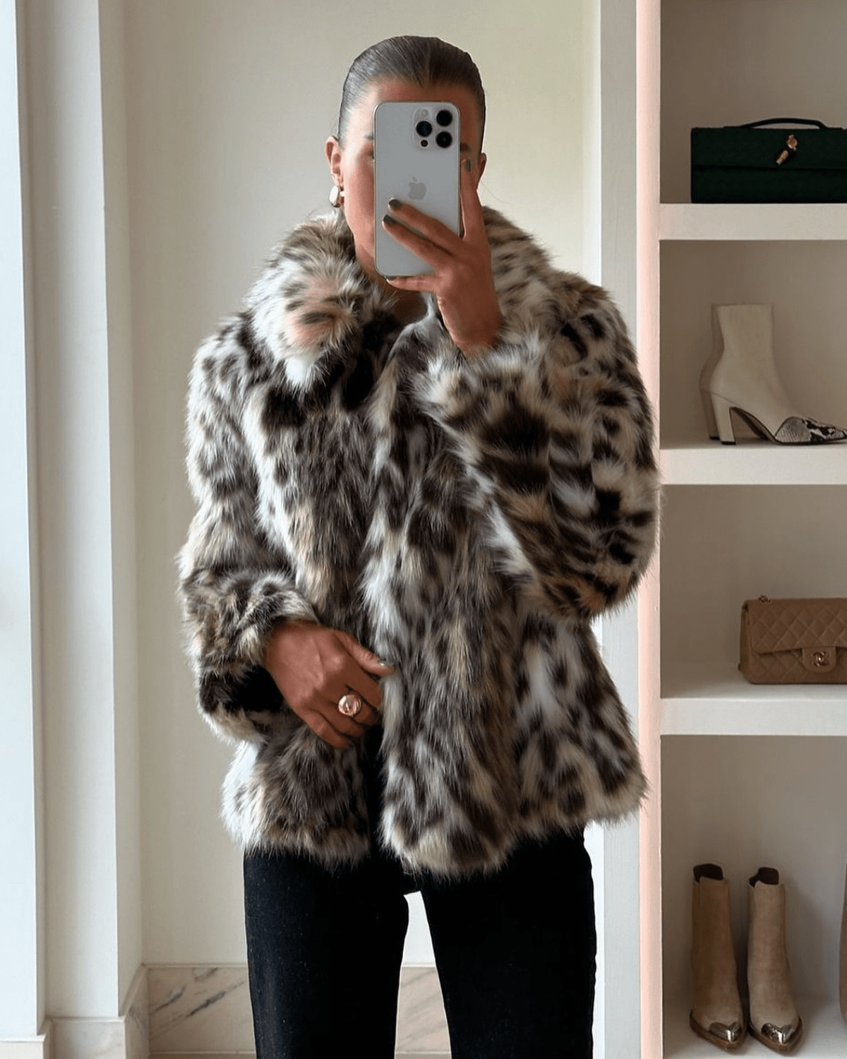 Nora Leopard Faux Fur Coat - Women's Fall and Winter Outerwear - Image 4