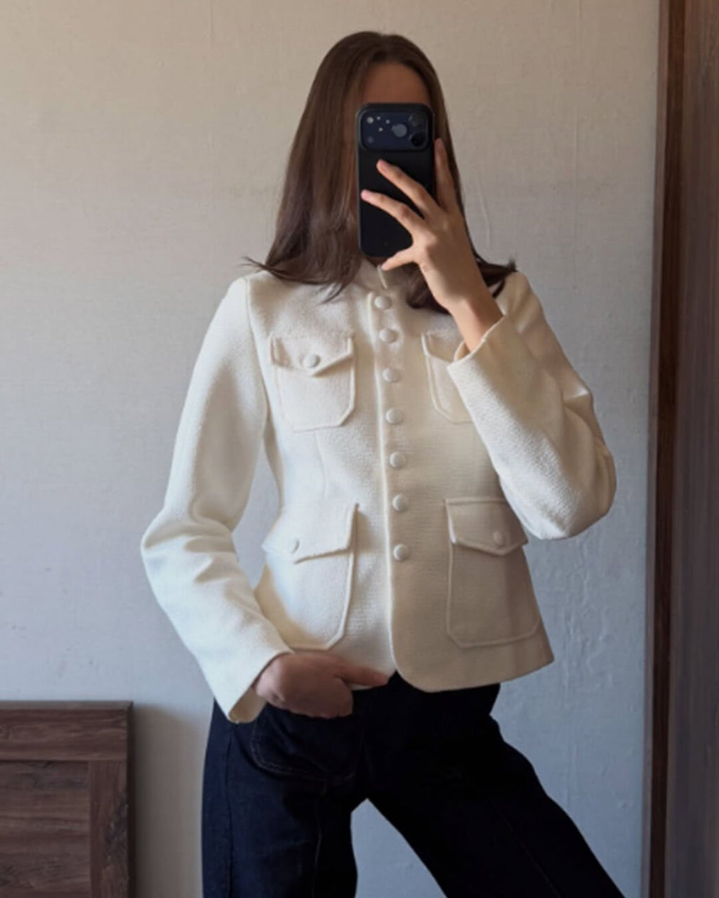 Ophelia Button Front Pocket Blazer - Women's Fall and Winter Outerwear