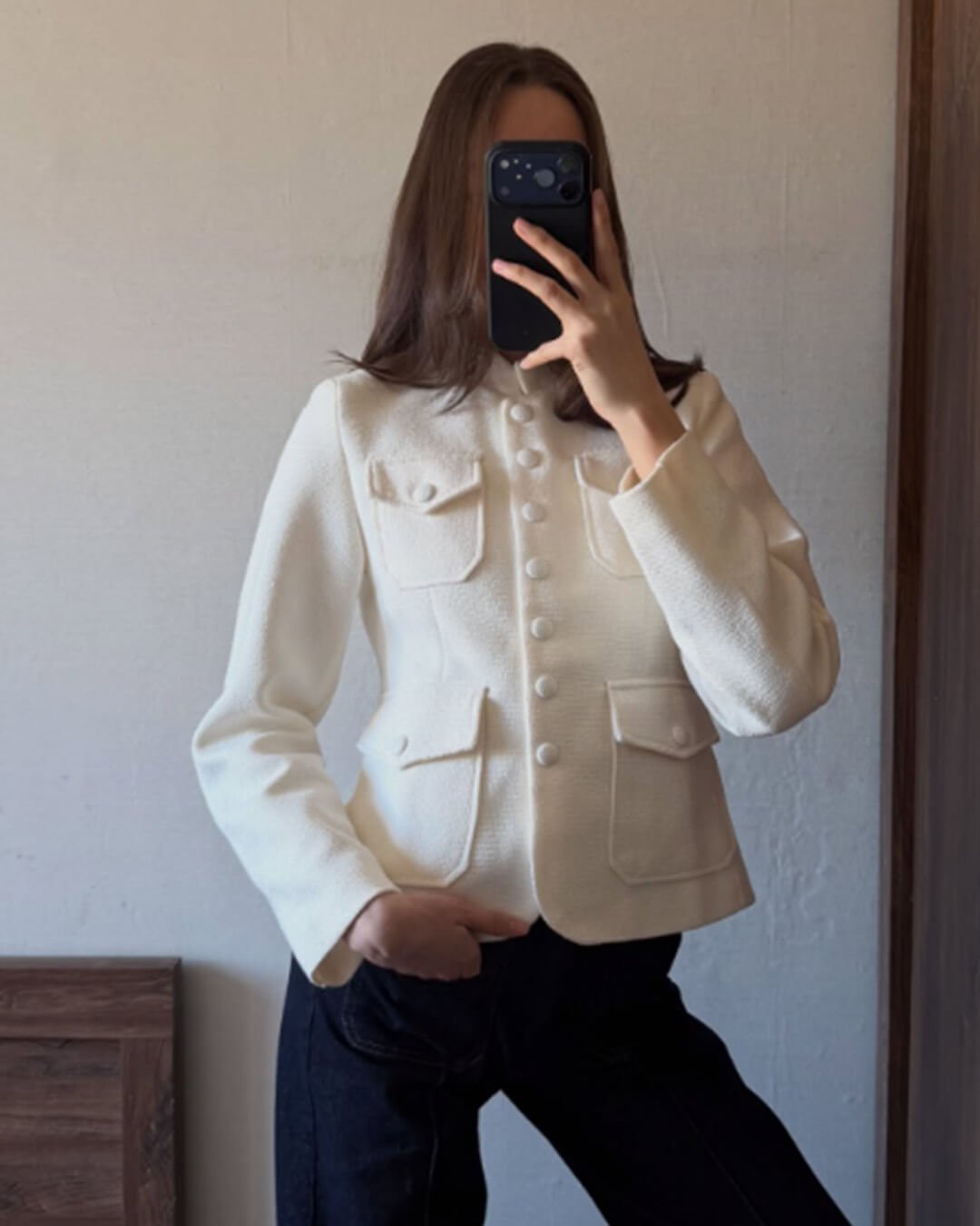 Ophelia Button Front Pocket Blazer - Women's Fall and Winter Outerwear