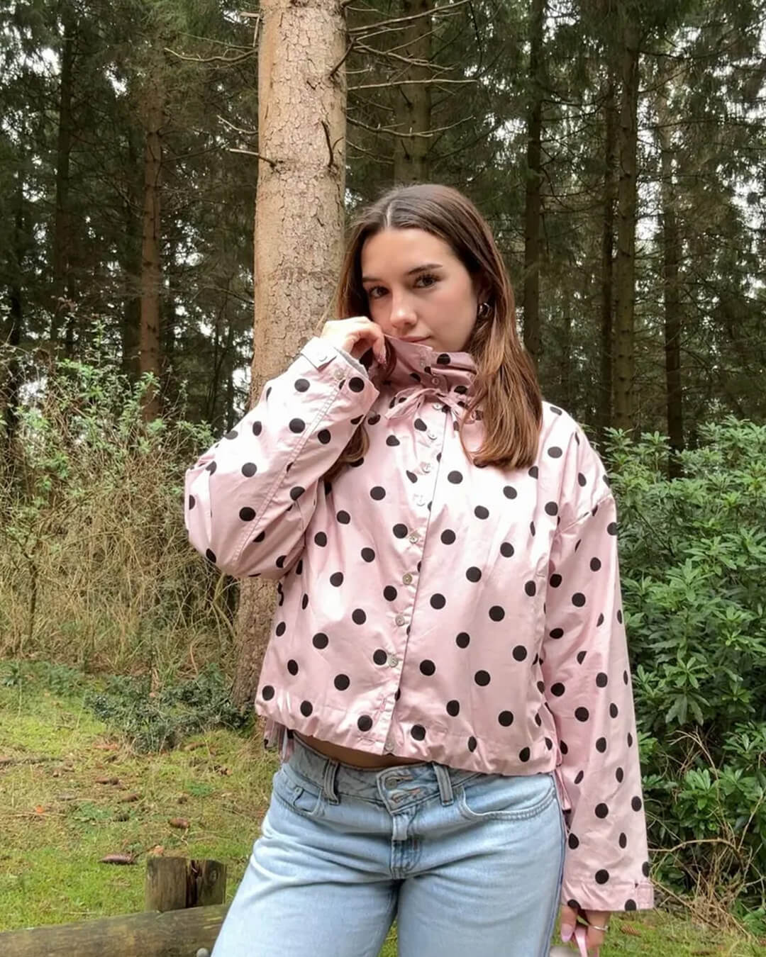 Patricia Polka Dot High Collar Jacket - Women's Fall and Winter Outerwear - Image 3