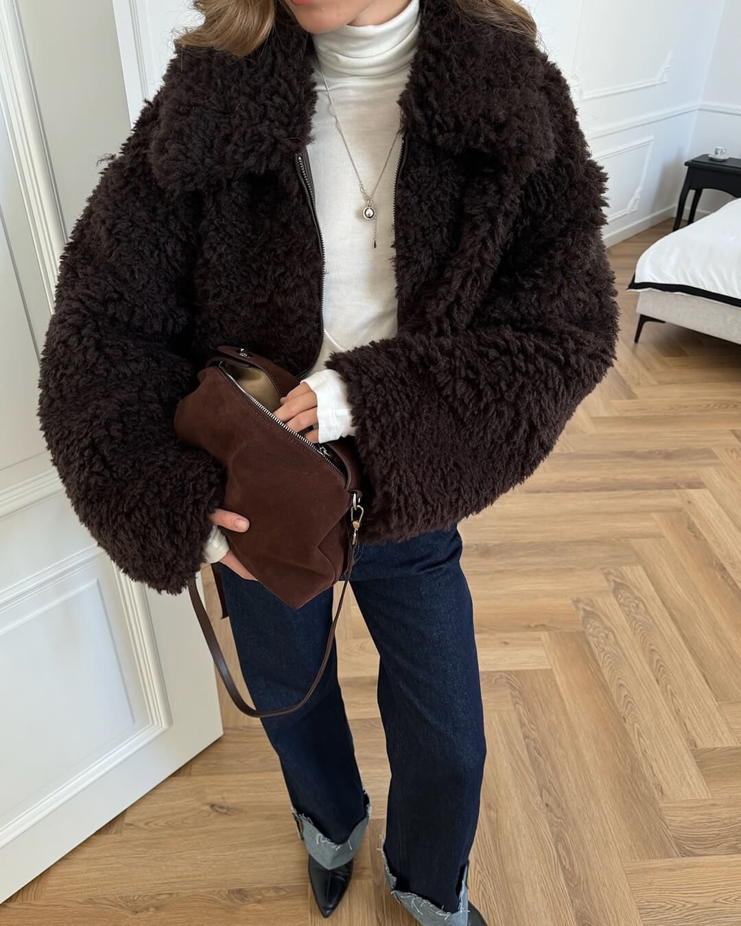 Porsha Faux Fur Teddy Jacket - Women's Fall and Winter Outerwear - Image 3