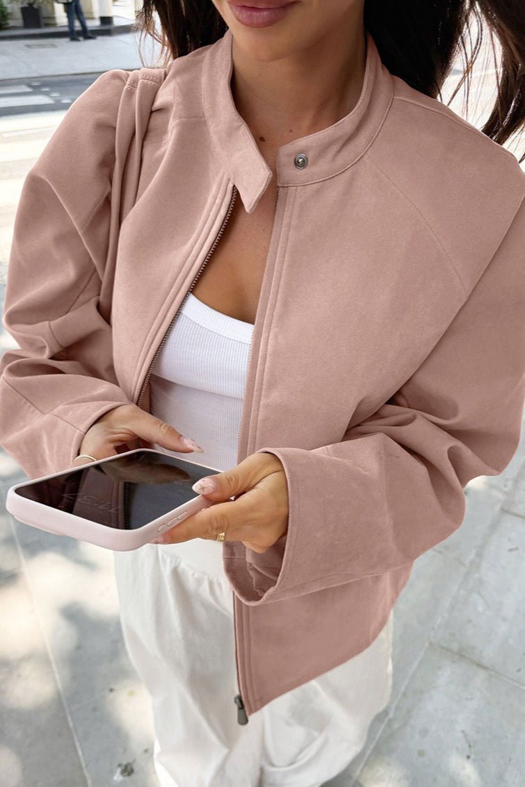 Queenie Suede Bomber Jacket - Women's Fall and Winter Outerwear