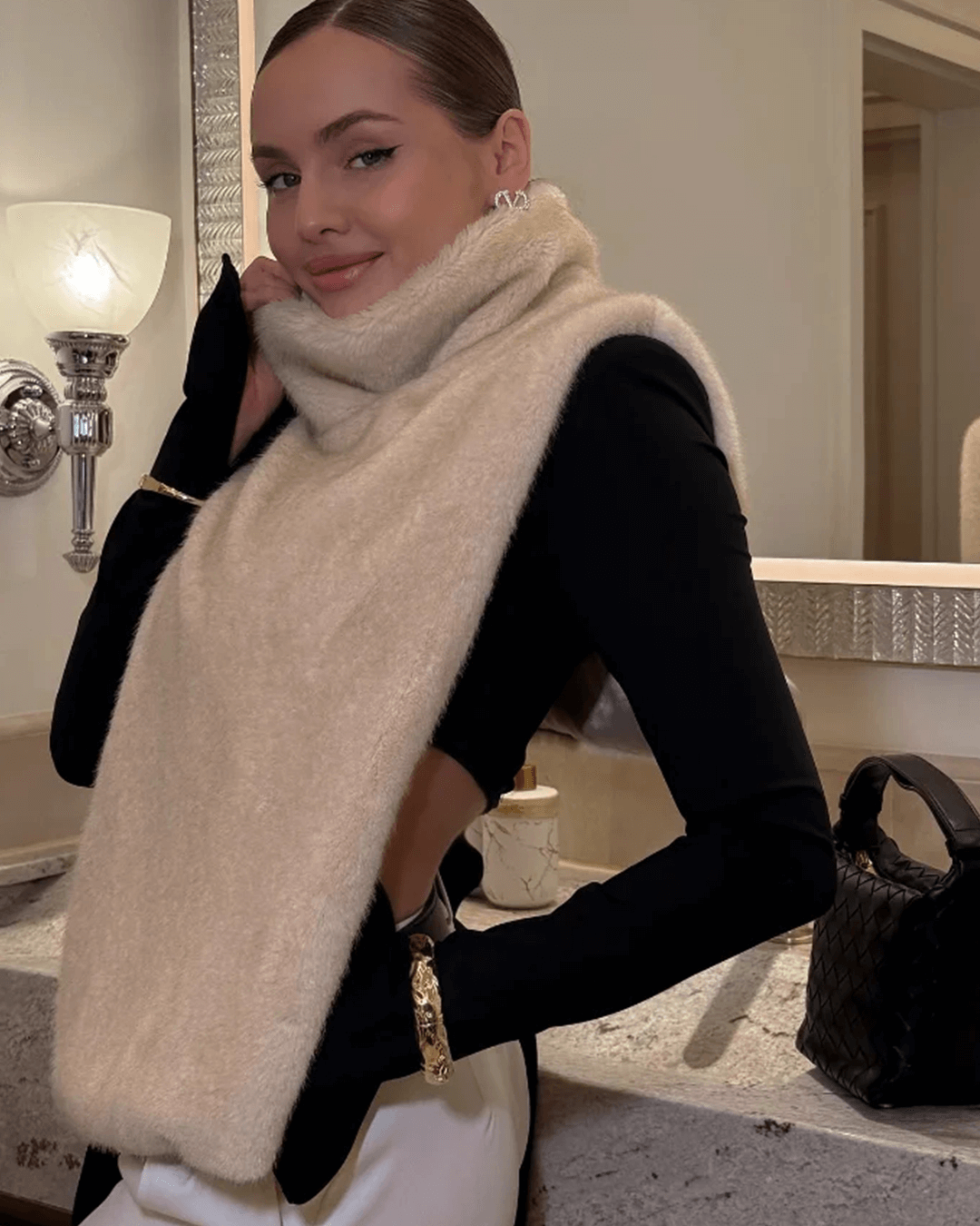 Rina Faux Fur Turtleneck Vest - Women's Fall and Winter Outerwear - Image 14