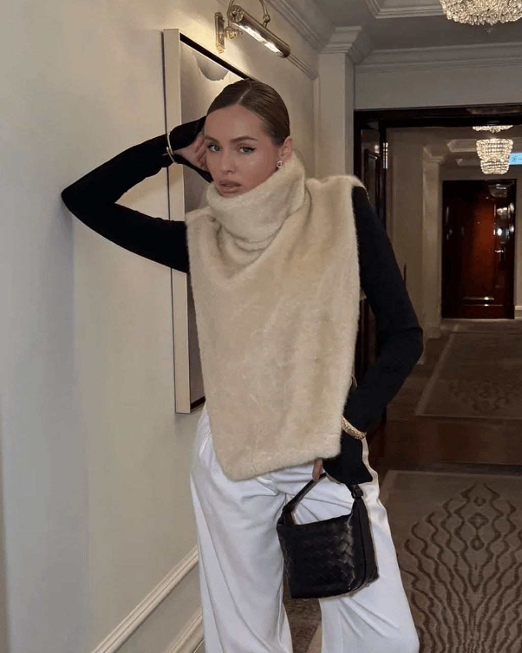 Rina Faux Fur Turtleneck Vest - Women's Fall and Winter Outerwear - Image 12