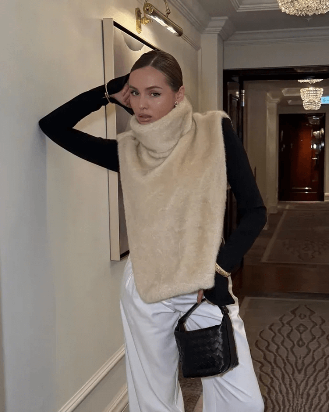 Rina Faux Fur Turtleneck Vest - Women's Fall and Winter Outerwear - Image 12