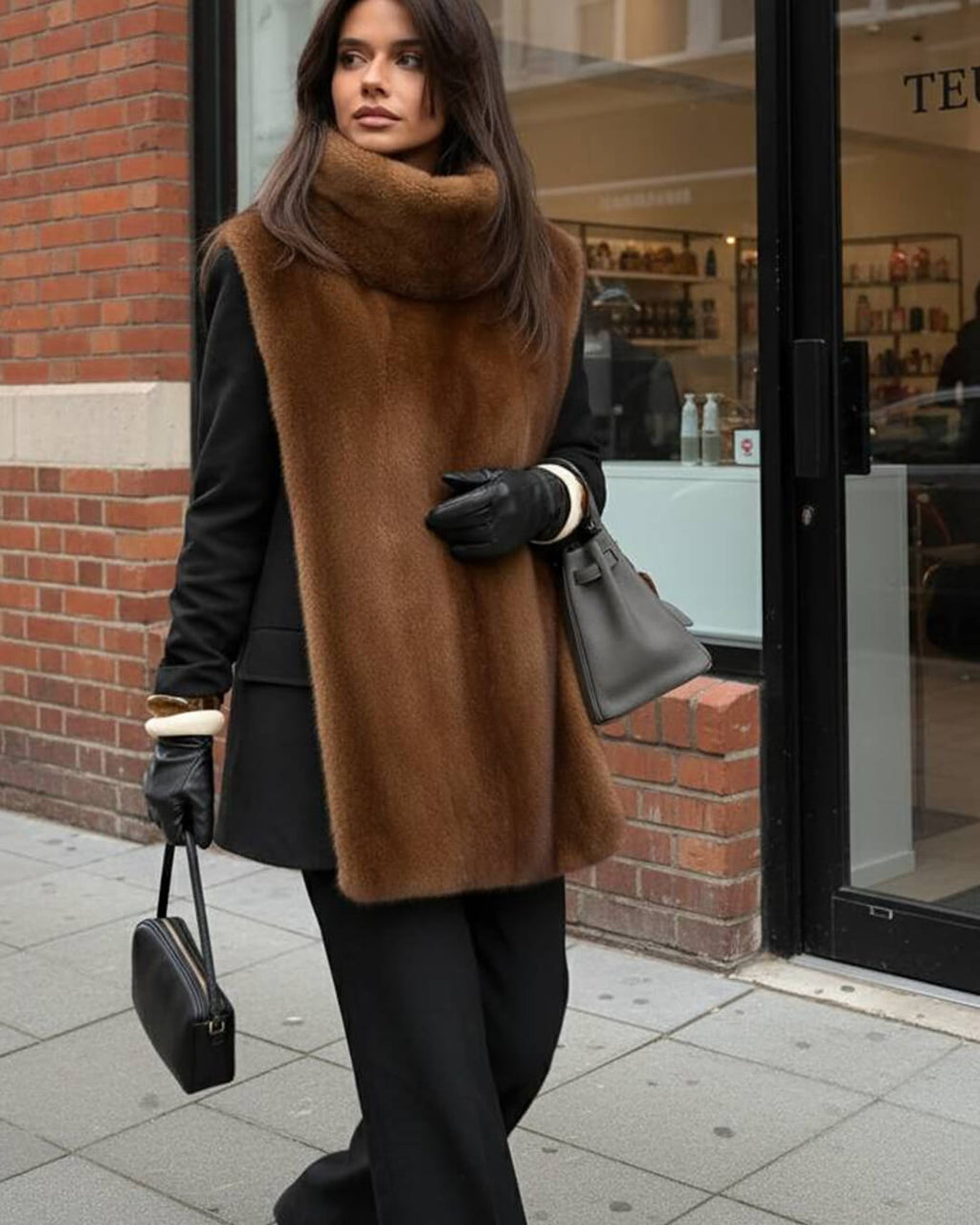 Rina Faux Fur Turtleneck Vest - Women's Fall and Winter Outerwear - Image 10