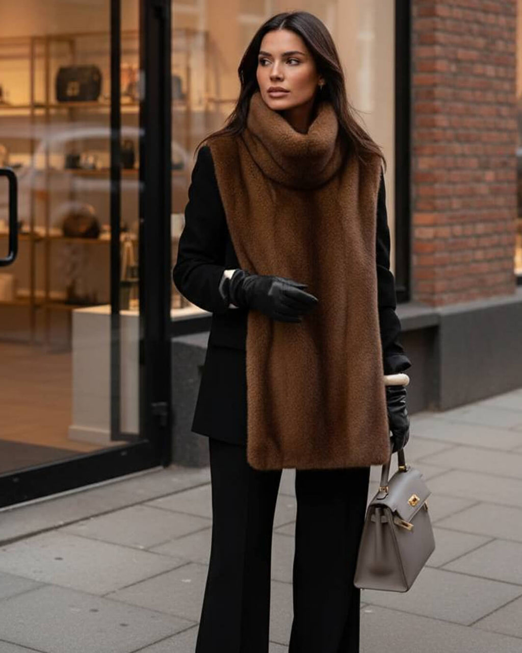Rina Faux Fur Turtleneck Vest - Women's Fall and Winter Outerwear - Image 9