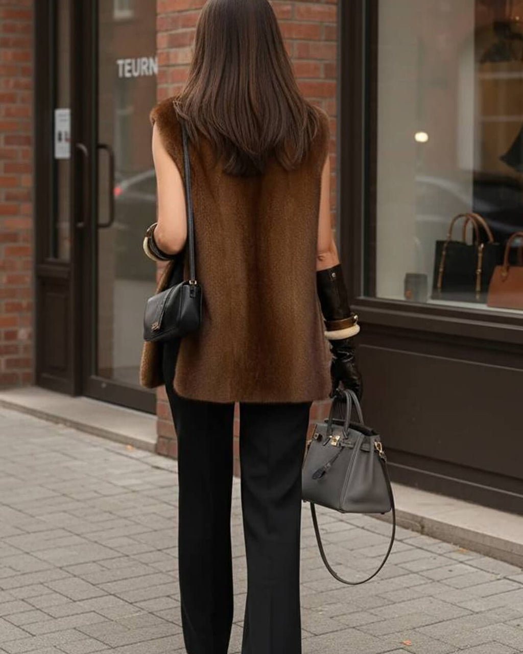 Rina Faux Fur Turtleneck Vest - Women's Fall and Winter Outerwear - Image 11