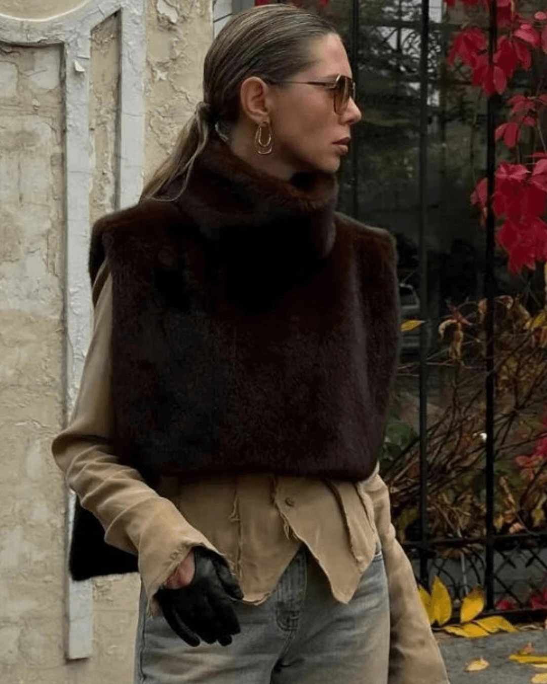 Rina Faux Fur Turtleneck Vest - Women's Fall and Winter Outerwear - Image 7