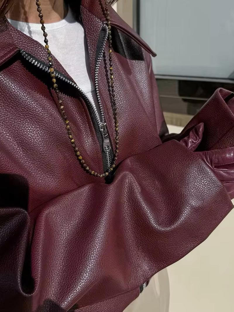 Romy leather Jacket - Women's Fall and Winter Outerwear - Image 5