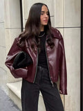 Romy leather Jacket - Women's Fall and Winter Outerwear - Image 3