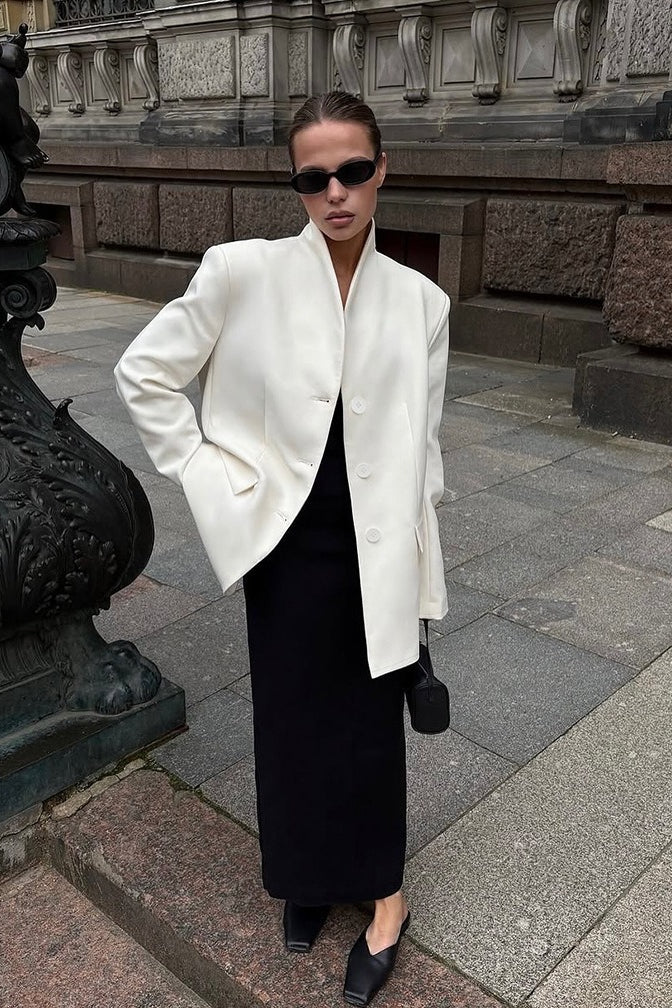 Roxie Stand Collar Blazer - Women's Fall and Winter Outerwear - Image 3
