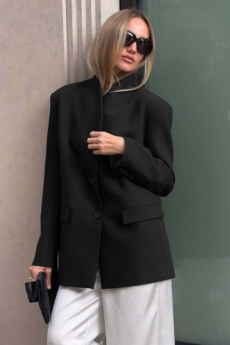 Roxie Stand Collar Blazer - Women's Fall and Winter Outerwear - Image 7