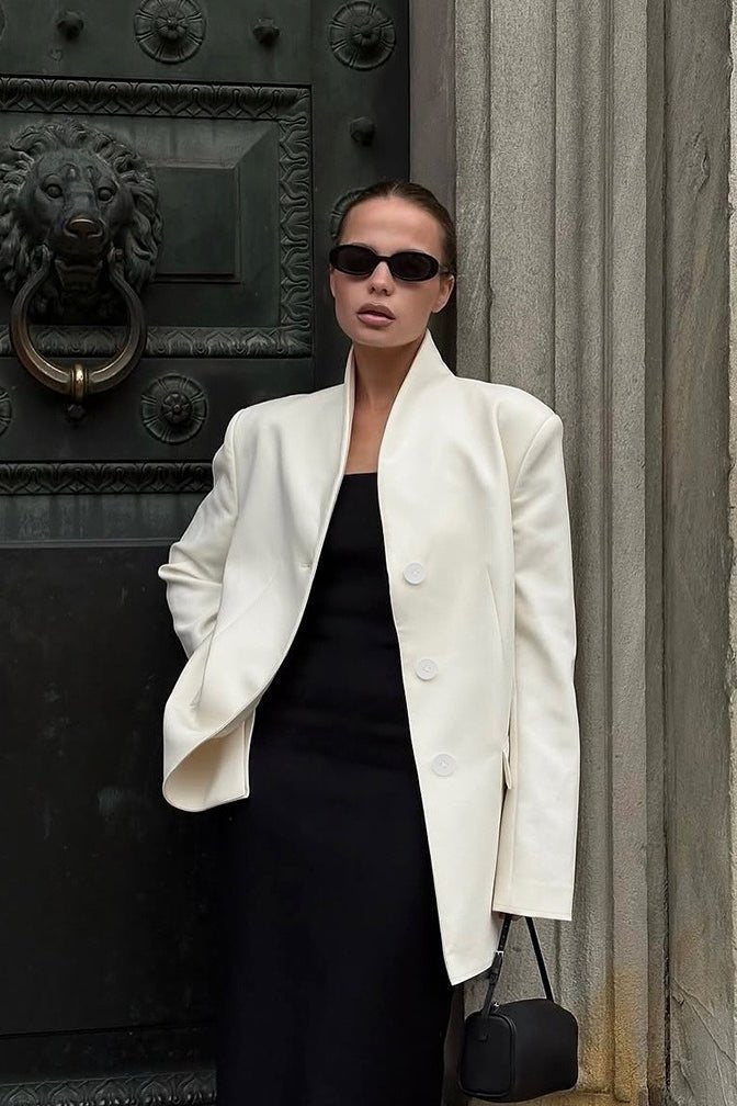 Roxie Stand Collar Blazer - Women's Fall and Winter Outerwear - Image 2