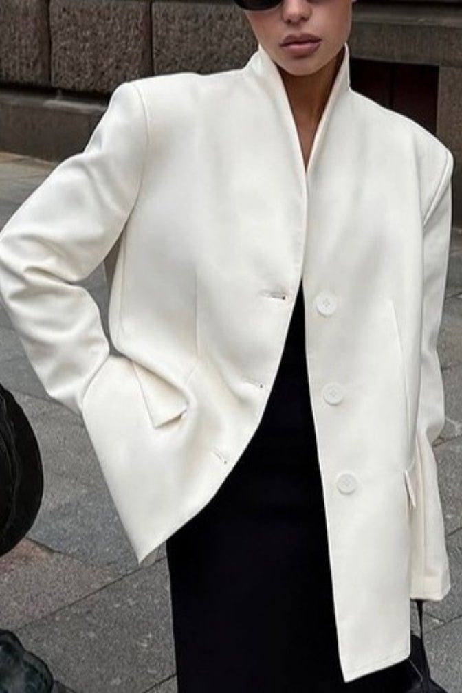 Roxie Stand Collar Blazer - Women's Fall and Winter Outerwear - Image 4