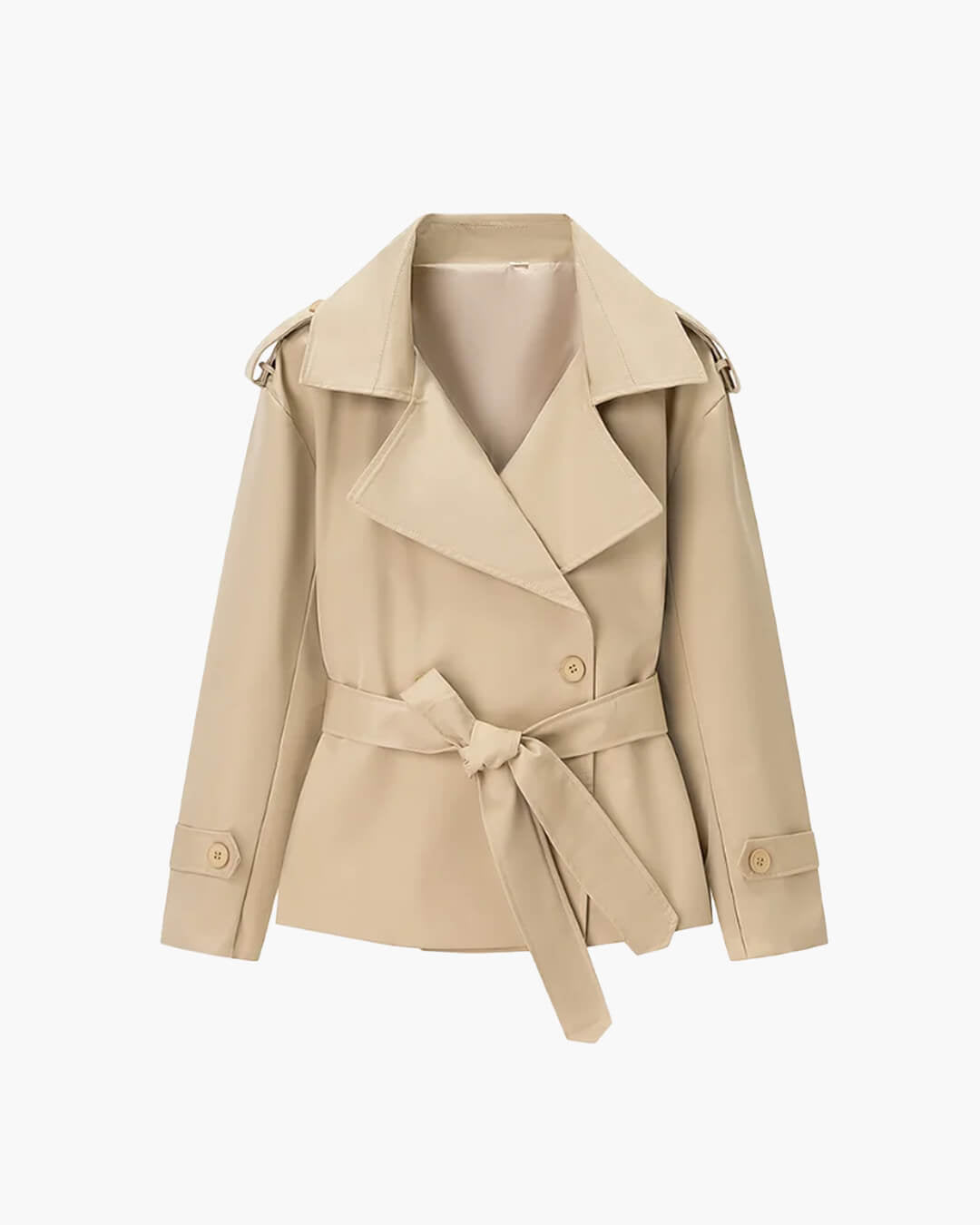 Sandy Lace Up Short Trench Coat - Women's Fall and Winter Outerwear - Image 24