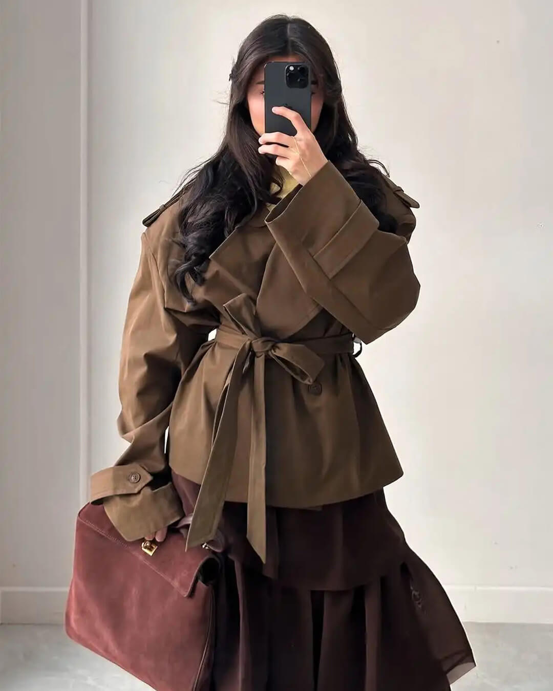 Sandy Lace Up Short Trench Coat - Women's Fall and Winter Outerwear - Image 2