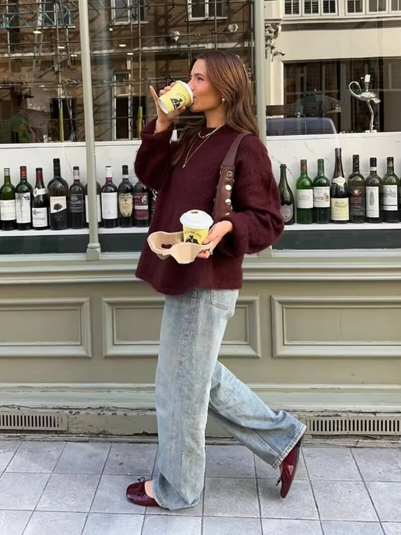 Shiela Burgundy Pullover - Women's Fall and Winter Outerwear - Image 2