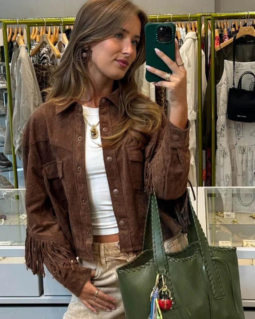 Sophia Tassel Suede Jacket - Women's Everyday Outerwear - Image 2