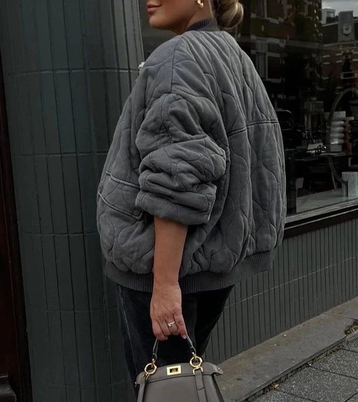 Aisima Padded Bomber Jacket - Women's Fall and Winter Outerwear - Image 8