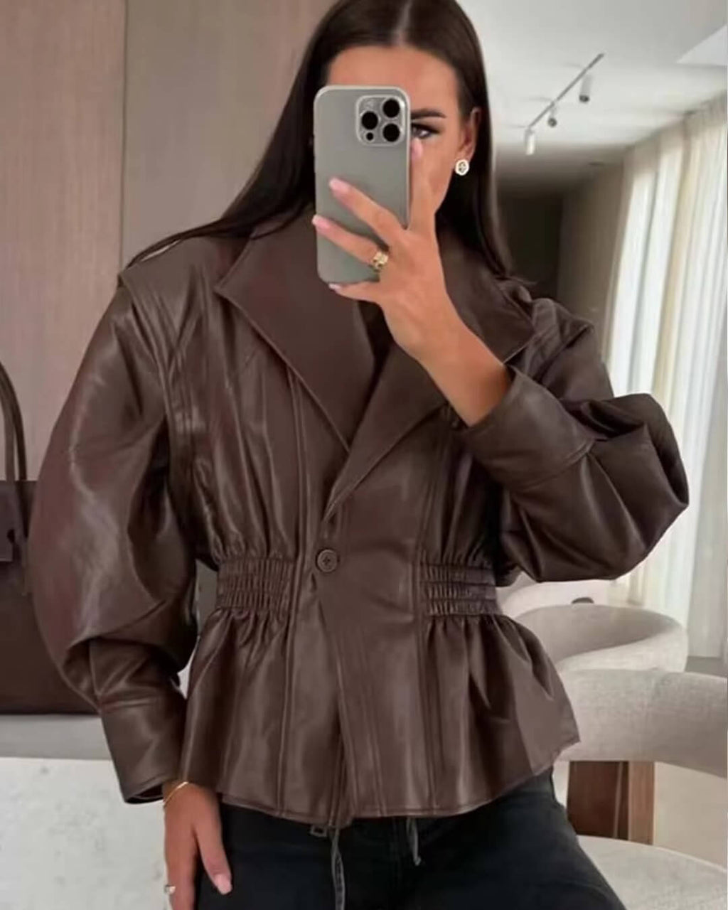 Stephanie Leather Jacket - Women's Fall and Winter Outerwear - Image 7