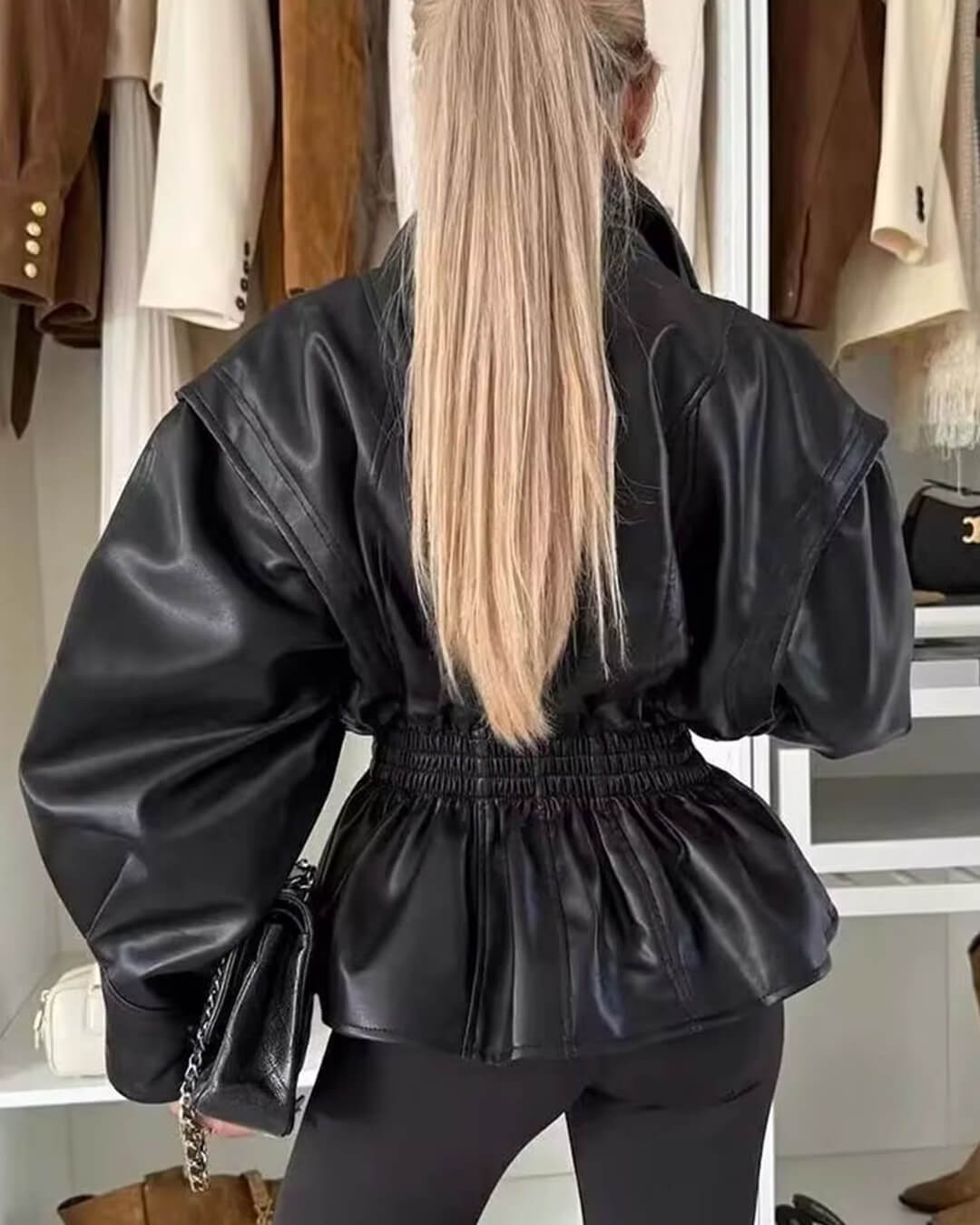Stephanie Leather Jacket - Women's Fall and Winter Outerwear - Image 5