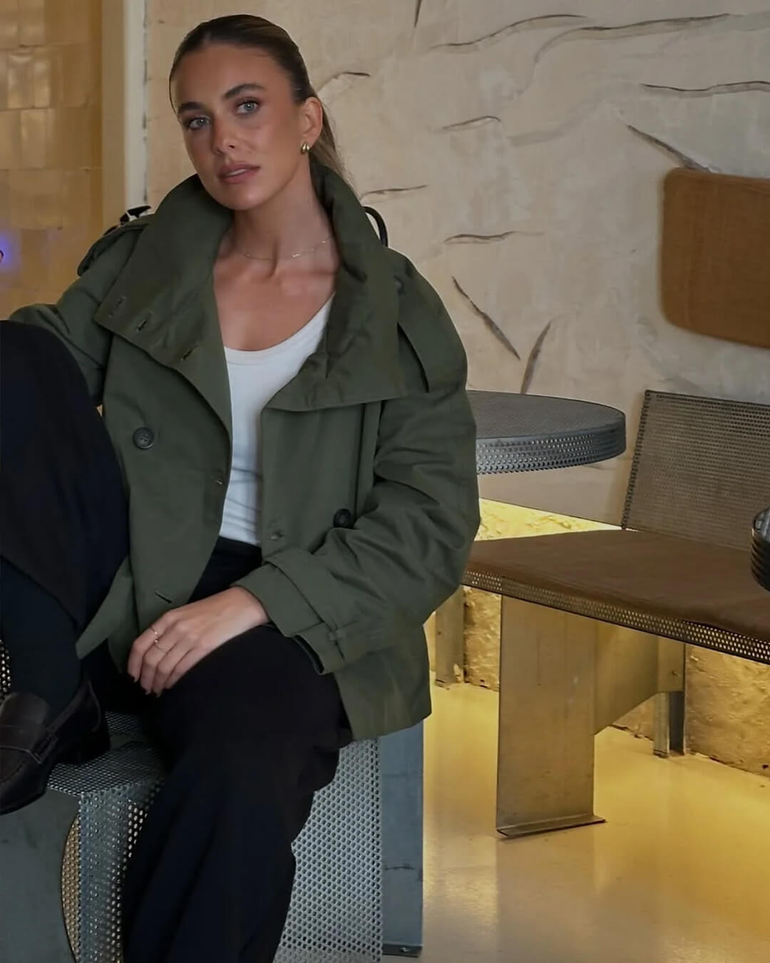 Thea Belted Short Trench Coat for Women - Double Breasted Cropped Jacket - Image 11