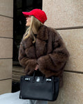 Tilda Faux Fur Coat - Cozy Statement Winter Coat, Brown or Beige