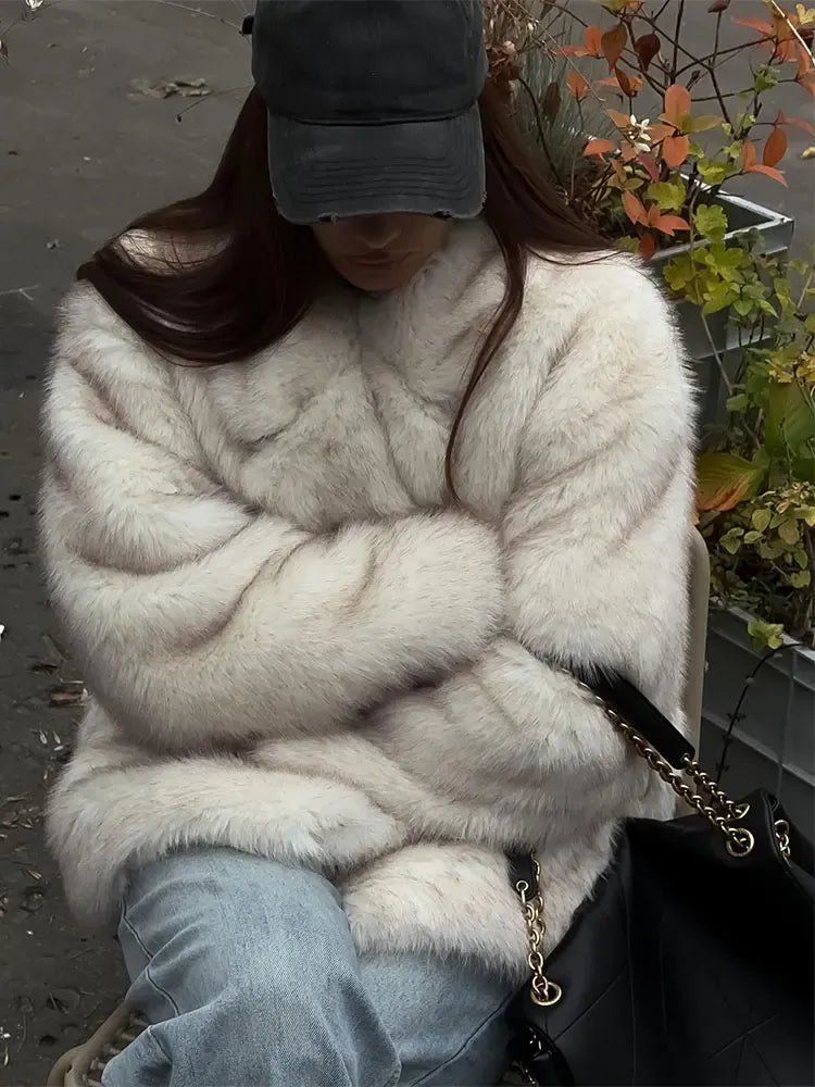 Tilda Faux Fur Coat - Cozy Statement Winter Coat, Brown or Beige - Image 7