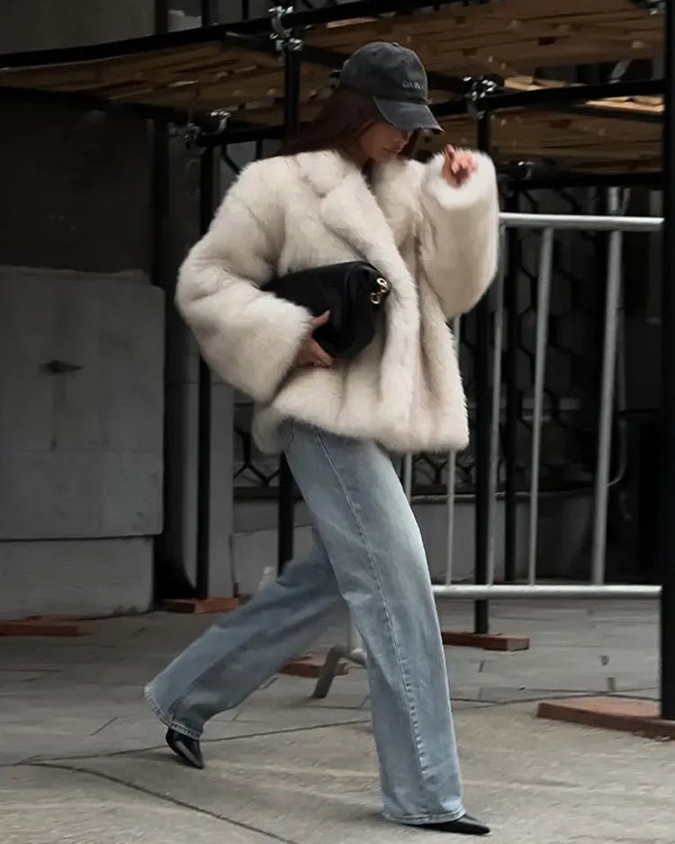 Tilda Faux Fur Coat - Cozy Statement Winter Coat, Brown or Beige - Image 9