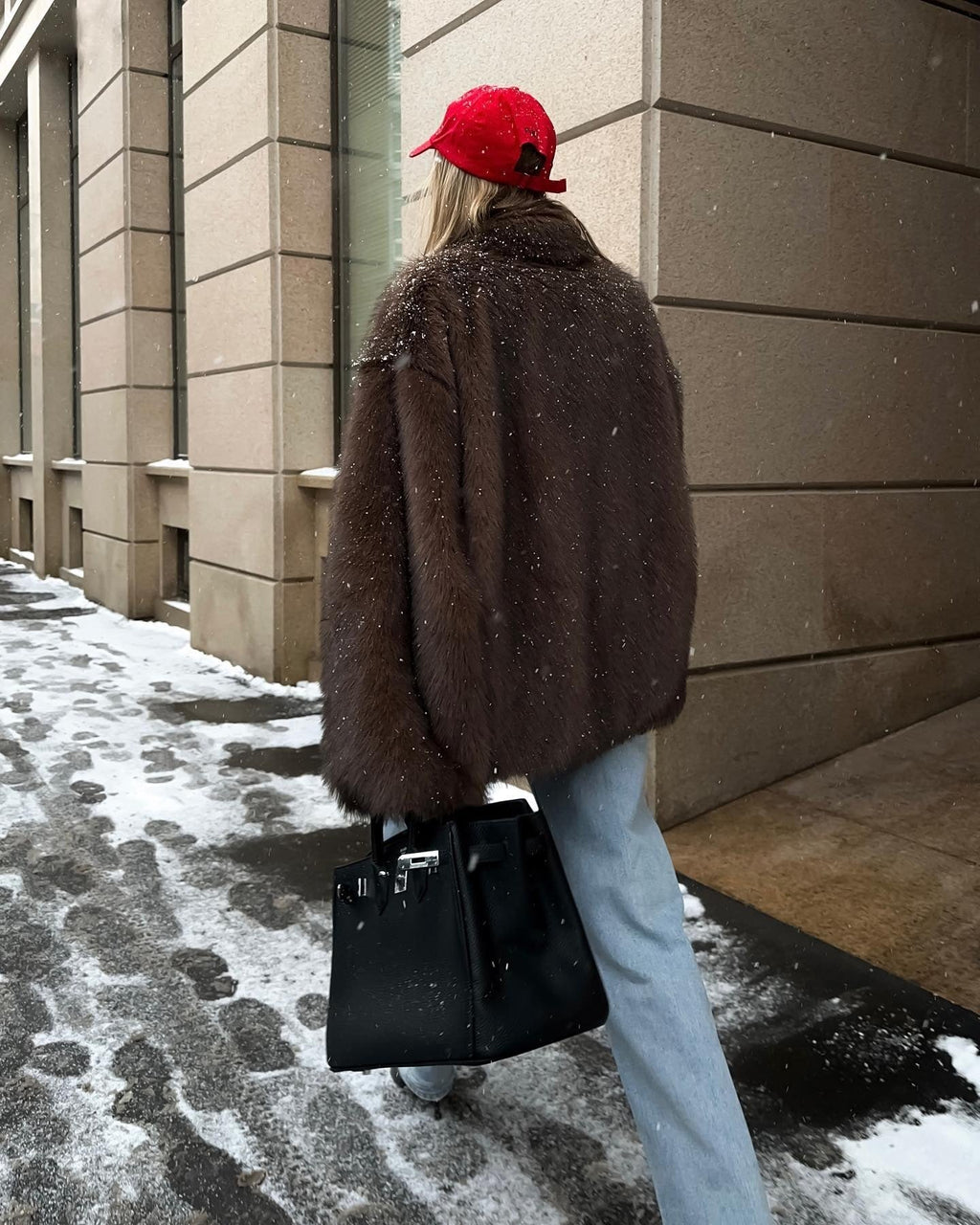 Tilda Faux Fur Coat - Cozy Statement Winter Coat, Brown or Beige - Image 3