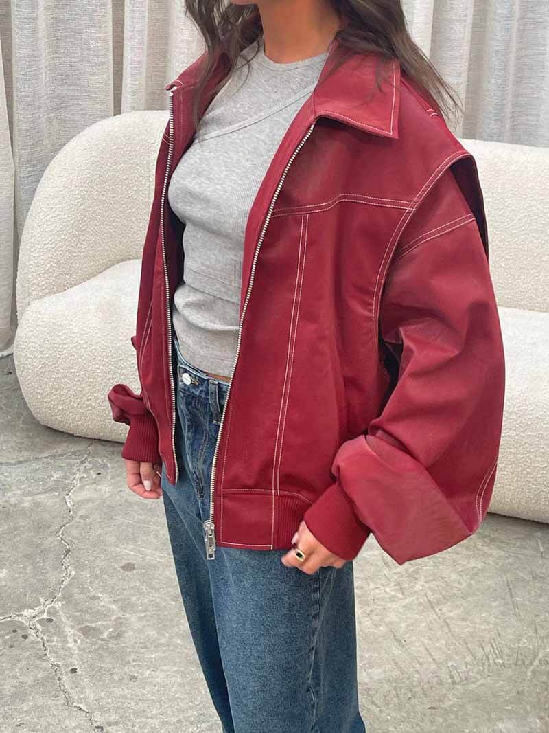 Tina Bomber Jacket - Vintage-Inspired Glossy Finish - Image 2