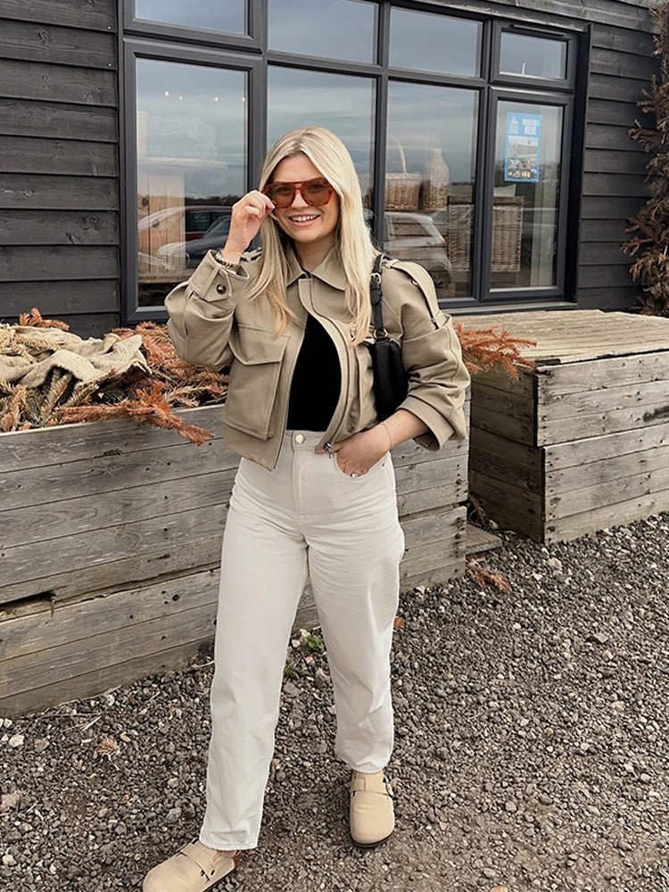Valeria Short Pocket Jacket - Women's Fall and Winter Outerwear - Image 2