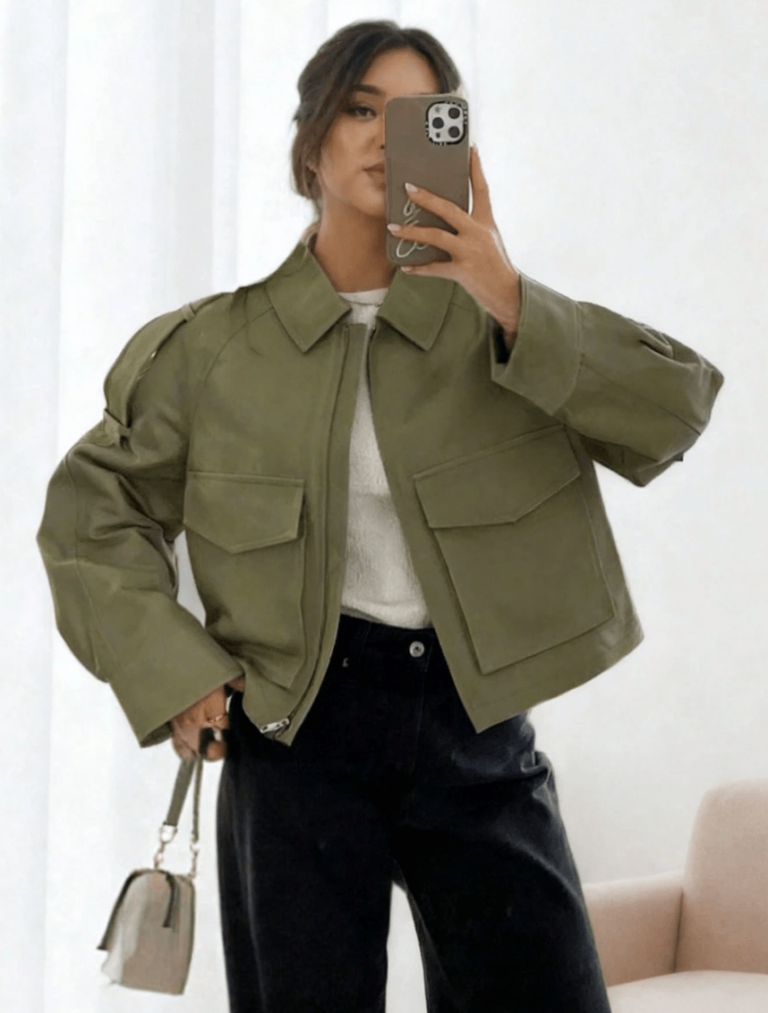 Valeria Short Pocket Jacket - Women's Fall and Winter Outerwear - Image 6