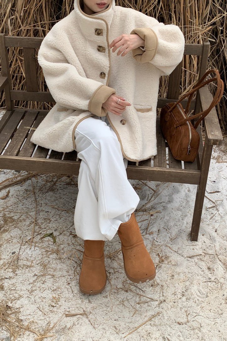 Vanya Stand Collar Faux Fur Coat - Women's Fall and Winter Outerwear - Image 4