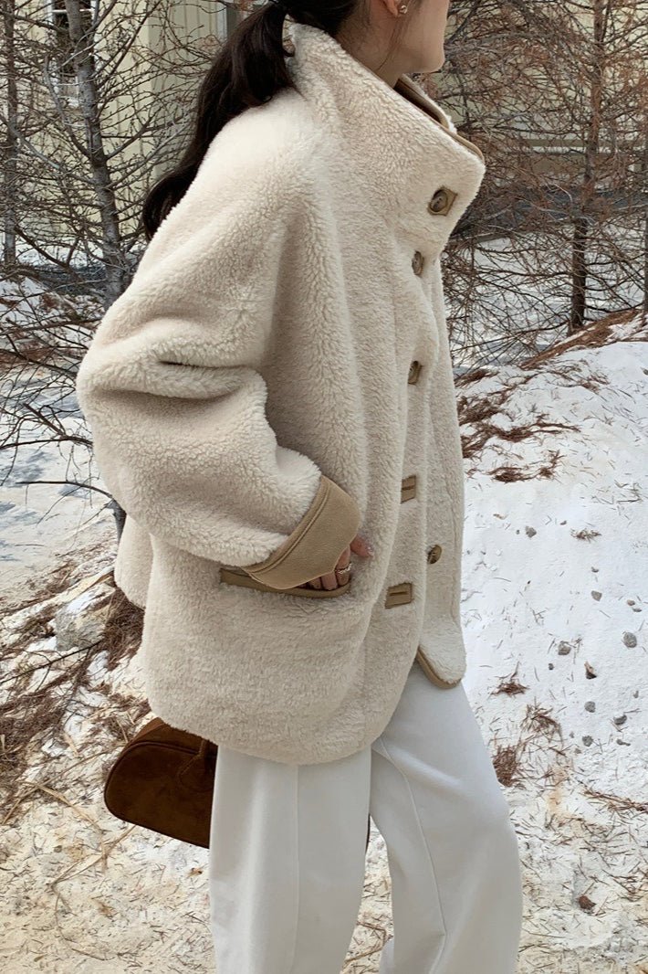 Vanya Stand Collar Faux Fur Coat - Women's Fall and Winter Outerwear - Image 5