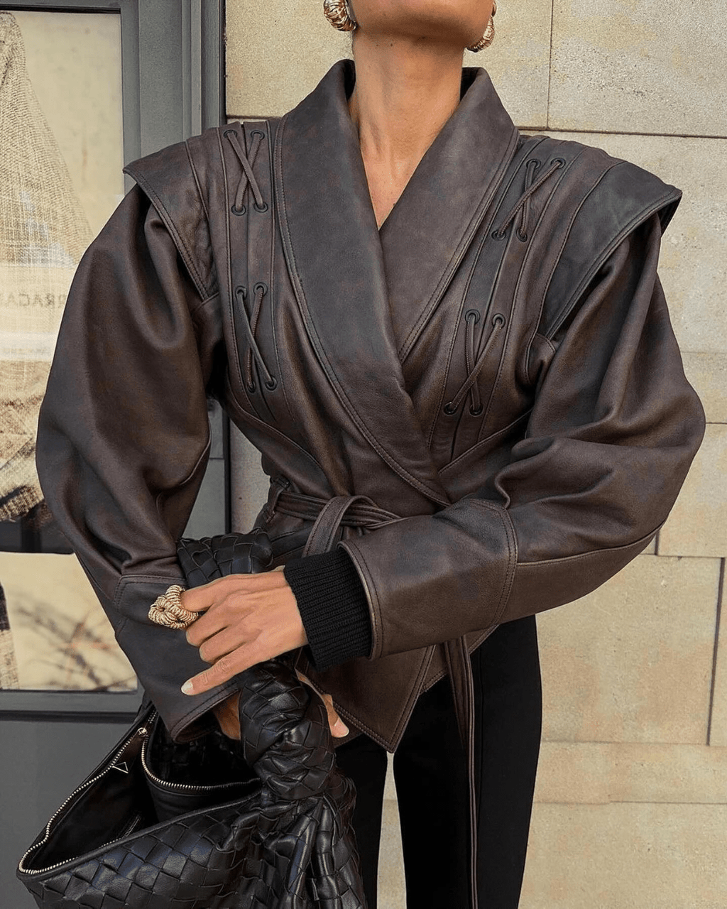 Veronica Faux Leather Jacket - Women's Fall and Winter Outerwear - Image 2