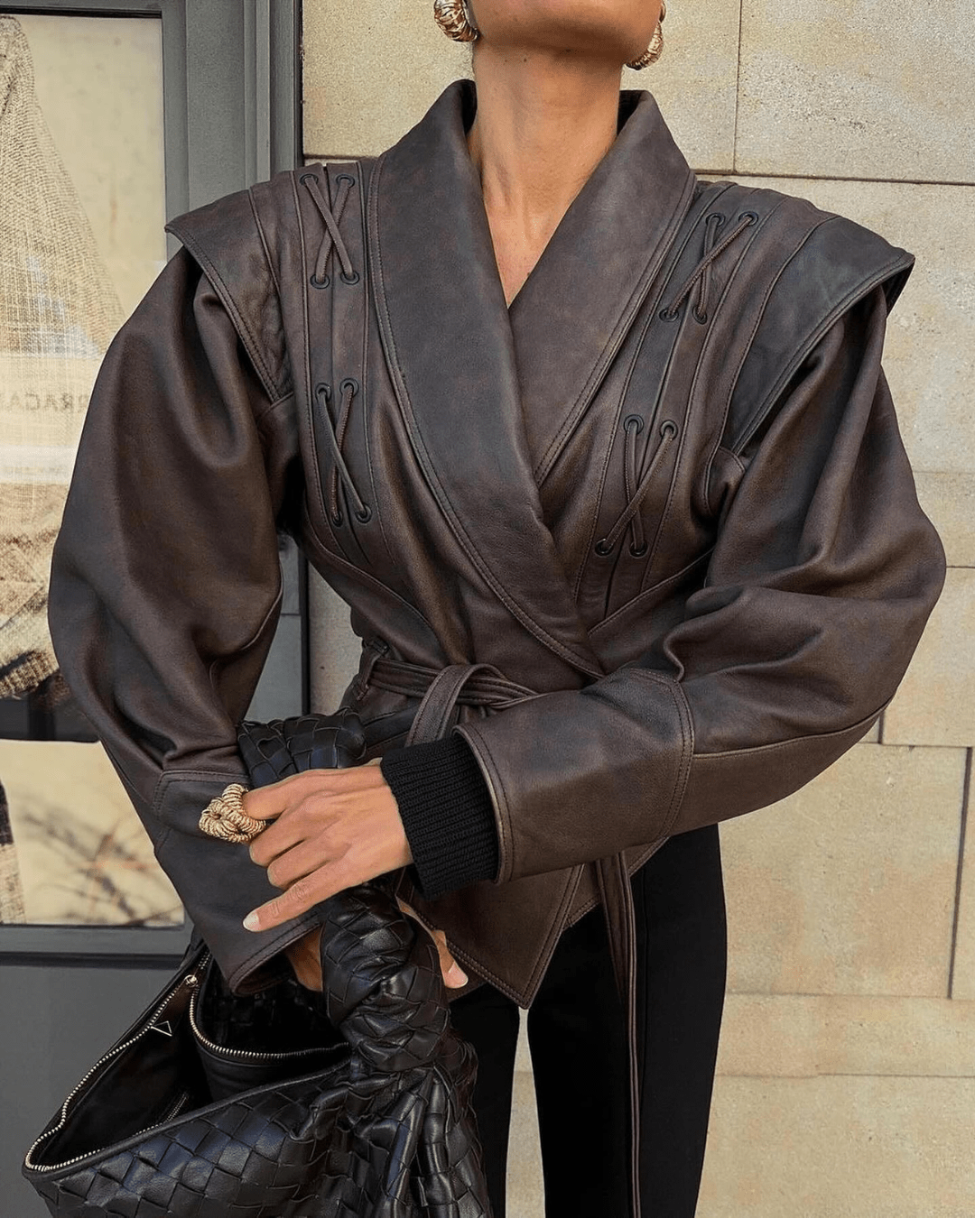 Veronica Faux Leather Jacket - Women's Fall and Winter Outerwear - Image 2