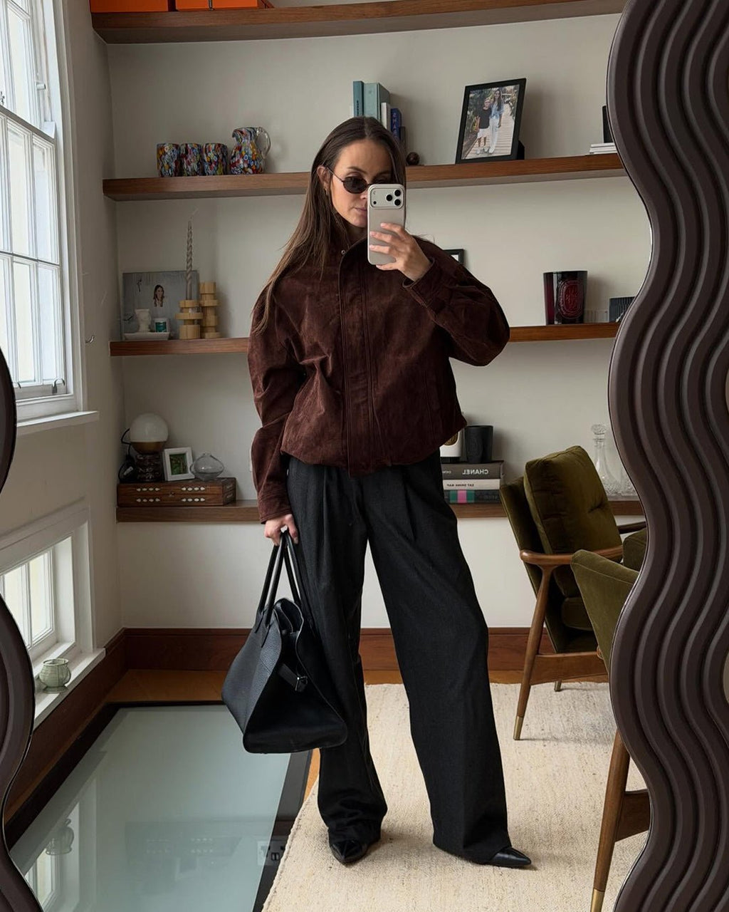 Viona Stand Collar Suede Jacket - Women's Fall and Winter Outerwear - Image 2