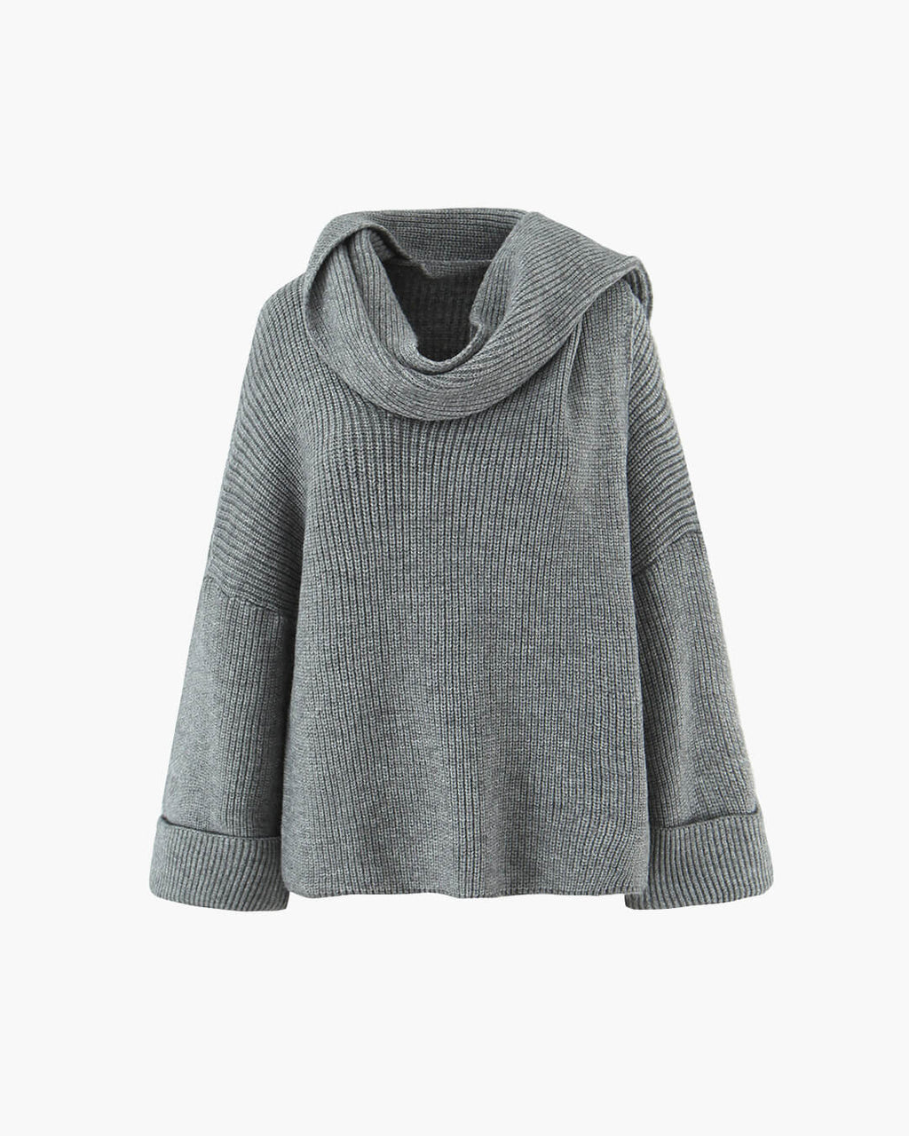 Xia Loose Knit Pullover with Scarf - Women's Fall and Winter Outerwear - Image 3
