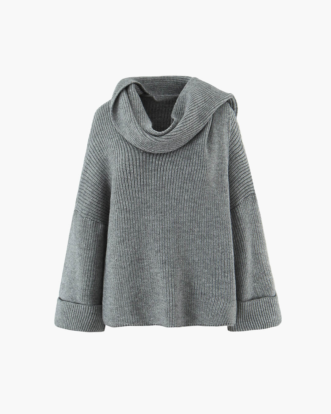 Xia Loose Knit Pullover with Scarf - Women's Fall and Winter Outerwear - Image 3