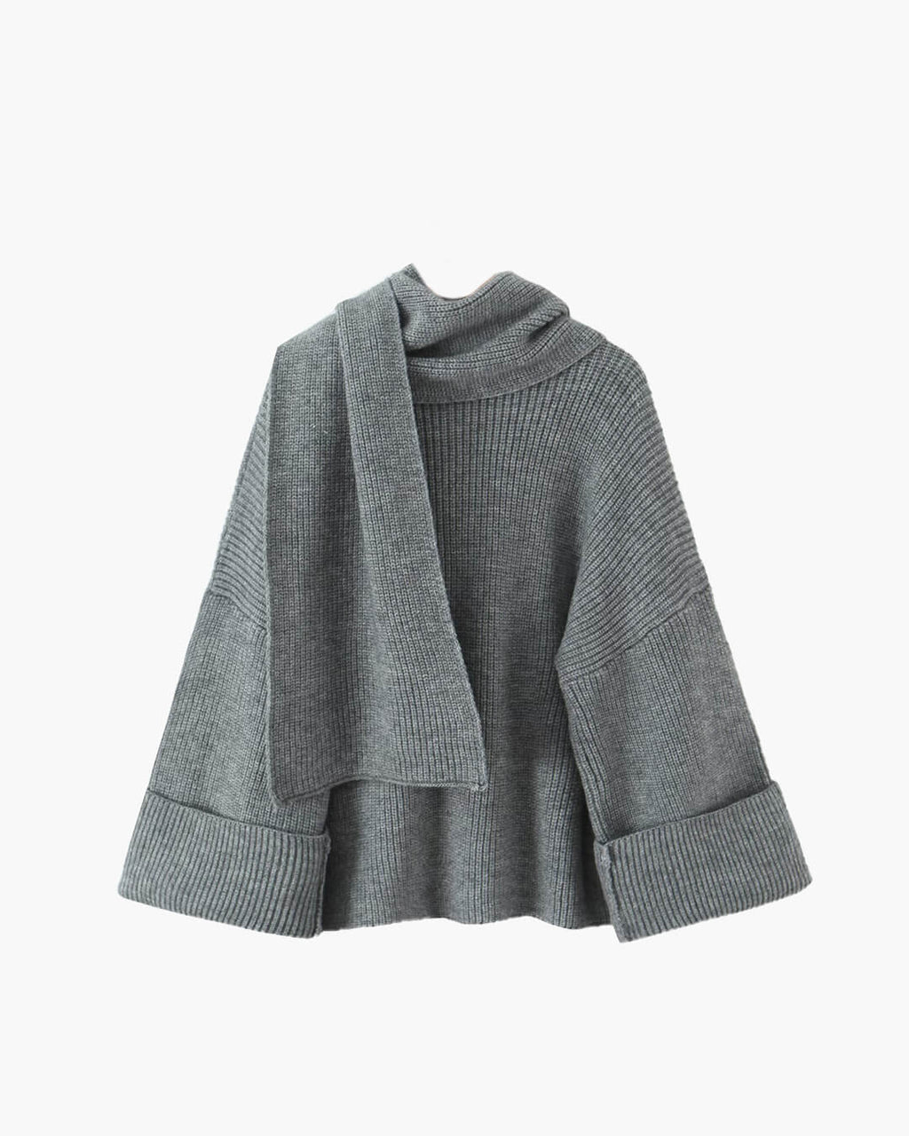 Xia Loose Knit Pullover with Scarf - Women's Fall and Winter Outerwear - Image 2