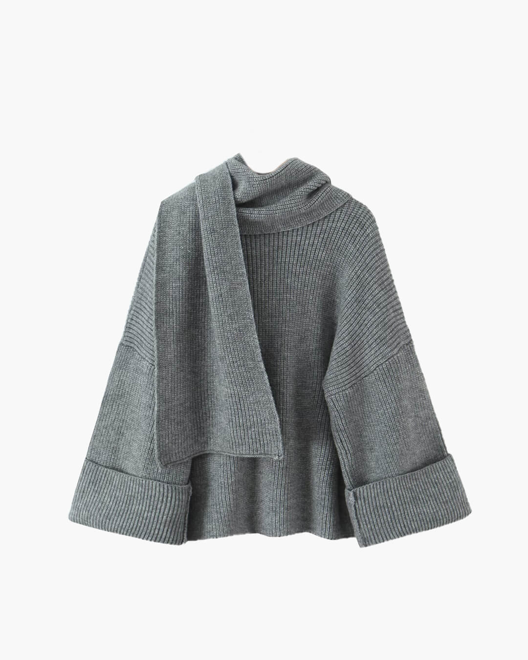 Xia Loose Knit Pullover with Scarf - Women's Fall and Winter Outerwear - Image 2