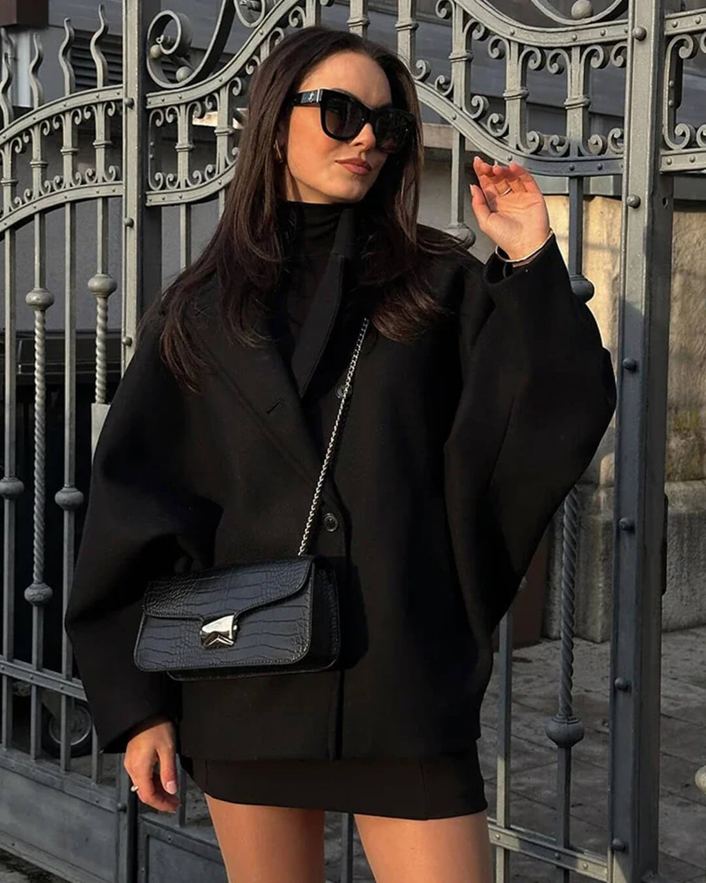 Yalena Collared Loose Coat - Women's Fall and Winter Outerwear - Image 7