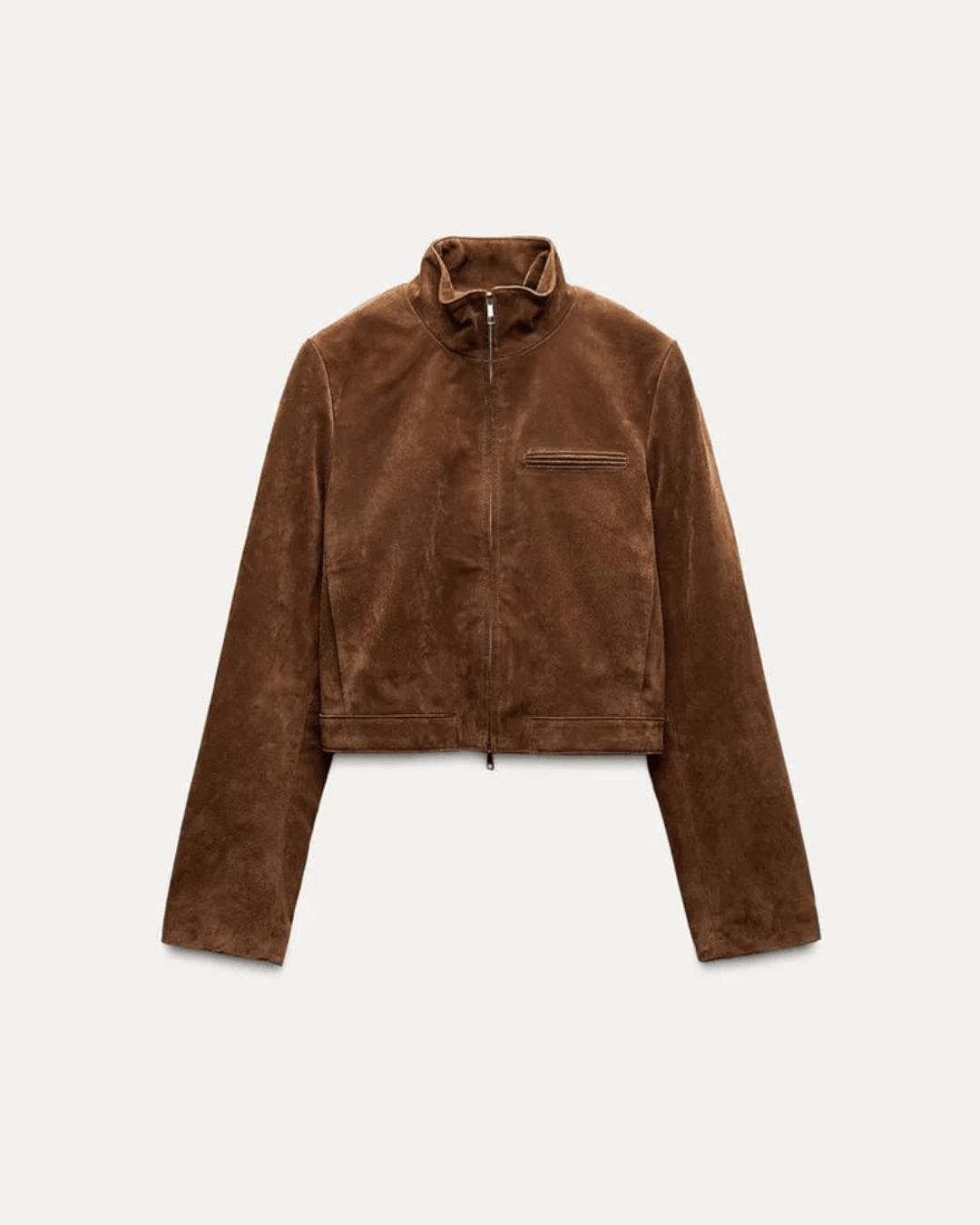 Yza Suede Cropped Bomber Jacket - Women's Fall and Winter Outerwear - Image 3