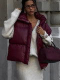 Zarina Stand Collar Puffer Vest Coat - Women's Fall and Winter Outerwear - Image 2